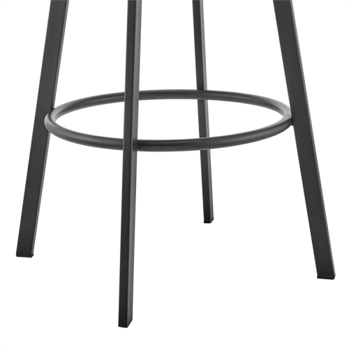 Noran Swivel Bar Stool in Black Metal with Grey Faux Leather