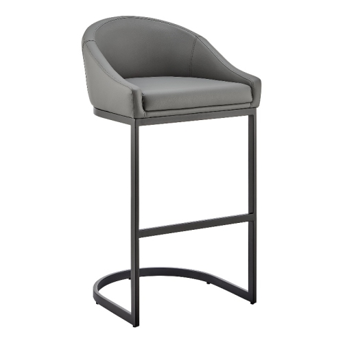 ARMEN LIVING  Atherik Bar Stool In Metal With Grey Faux Leather In Black