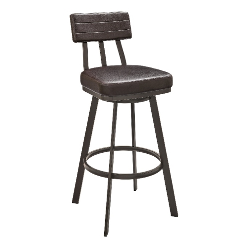 Jinab Swivel Counter Stool in Brown Metal with Brown Faux Leather