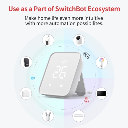 Hub SwitchBot 2 | Fonctionne comme un thermomètre hygromètre WiFi, une télécommande IR, une télécommande intelligente et un capteur de lumière,