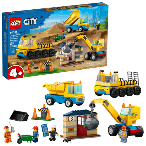 LEGO City : Le camion de construction et la grue à boule de destruction - 235 pièces