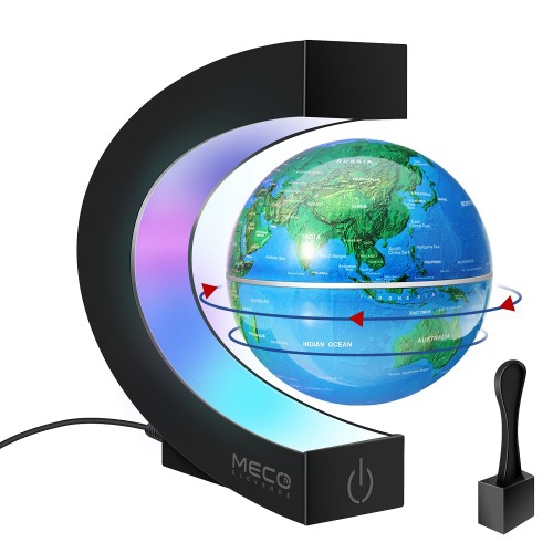 Magnetic Floating World Globe with LED Light, C Shape Anti Gravity