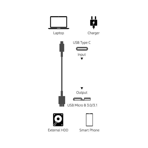 axGear USB C External Hard Drive Cable 3FT USB 3.1 C to Micro B Cord 10Gbps 0.3M Black