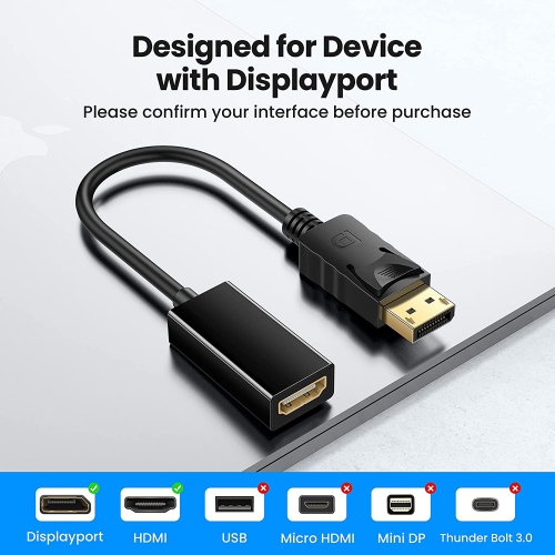Displayport to HDMI Adapter Gold-Plated Displayport(DP) Male to HDMI Female Adapter with Audio-Black - Free Shipping