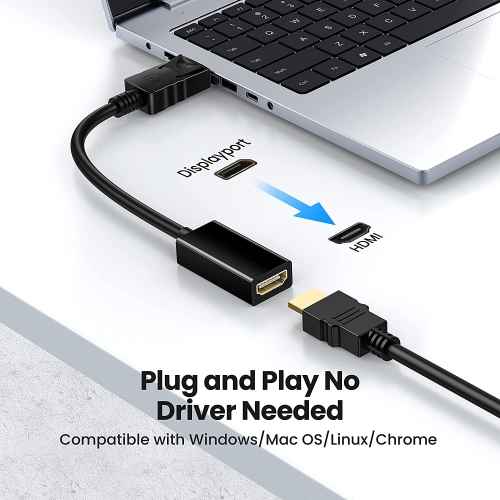 Displayport to HDMI Adapter Gold-Plated Displayport(DP) Male to HDMI Female Adapter with Audio-Black - Free Shipping