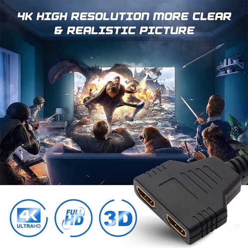 HDMI Splitter Adapter1080P HDMI Male to Dual HDMI Femal 1 to 2 Way HDMI Splitter Adapter Cable for HDTV HD, LED,LCD Monitor and Projectors - Free