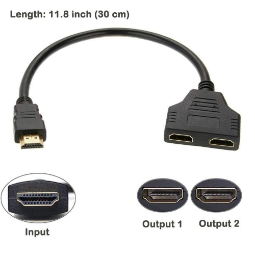 HDMI Splitter Adapter1080P HDMI Male to Dual HDMI Femal 1 to 2 Way HDMI Splitter Adapter Cable for HDTV HD, LED,LCD Monitor and Projectors - Free