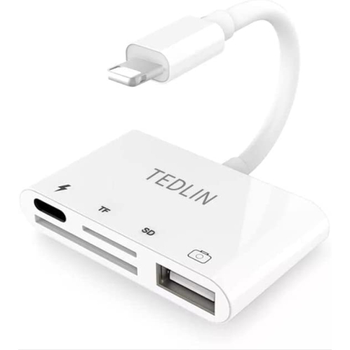 TEDLIN Câble 4 en 1 Lightning vers 1080p HDTV USB SD TF Lecteur de carte numérique AV TV OTG Adaptateur Hub pour iPhone Caméra Connecteur Adaptateur