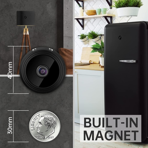 Mini caméra magnétique WiFi sans fil 1080p pour la sécurité de la maison intelligente avec application de téléphone vidéo en direct, détection de