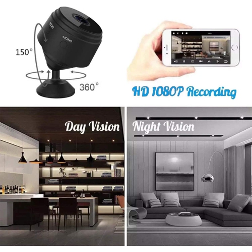 Mini caméra magnétique WiFi sans fil 1080p pour la sécurité de la maison intelligente avec application de téléphone vidéo en direct, détection de