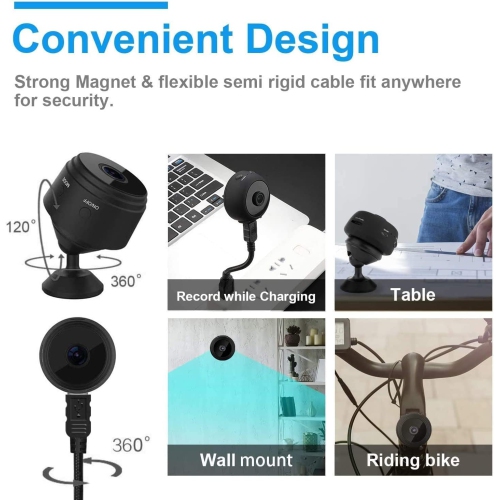Mini caméra magnétique WiFi sans fil 1080p pour la sécurité de la maison intelligente avec application de téléphone vidéo en direct, détection de
