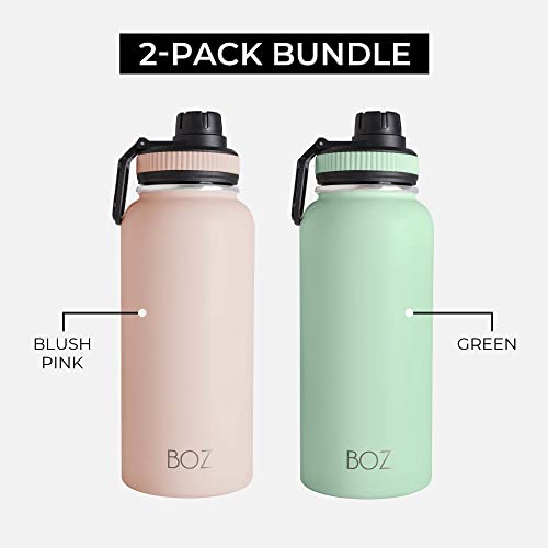 BOZ Stainless Steel Water Bottle XL - Two-Pack Bundle, Black