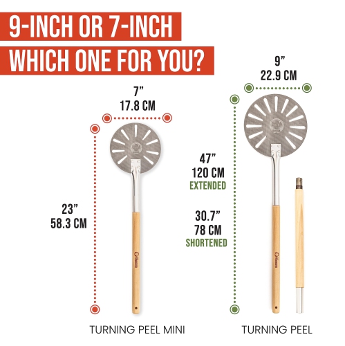 Chef Pomodoro Aluminum Turning Pizza Peel with Detachable Wood Handle for Easy Storage, Gourmet Luxury Pizza Paddle for Baking Homemade Pizza Bread