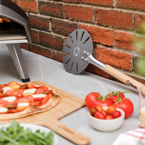Chef Pomodoro Aluminum Turning Pizza Peel with Detachable Wood Handle for Easy Storage, Gourmet Luxury Pizza Paddle for Baking Homemade Pizza Bread