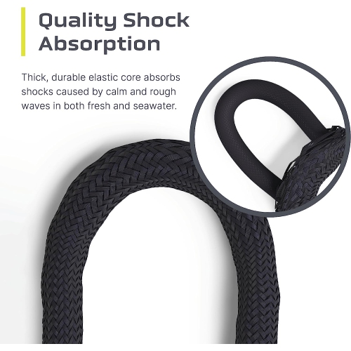 Colt Sports Bungee Dock Lines Mooring Rope for Boats - Black 5 Feet - Marine Rope, Elastic Boat, Jet Ski, and Dock Line with Secure Stainless Steel