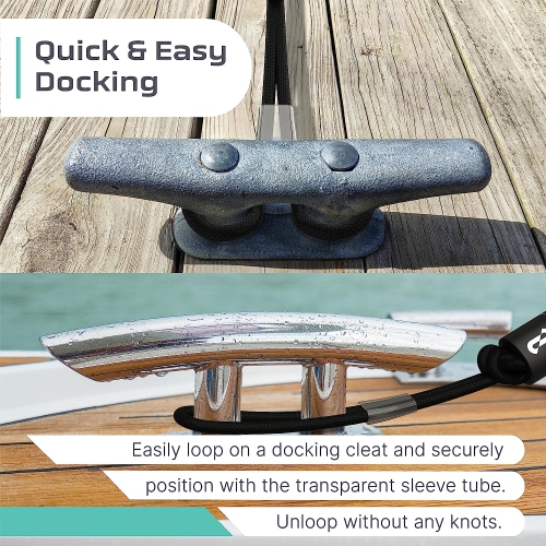 Colt Sports Bungee Dock Lines Mooring Rope for Boats - Black 5 Feet - Marine Rope, Elastic Boat, Jet Ski, and Dock Line with Secure Stainless Steel