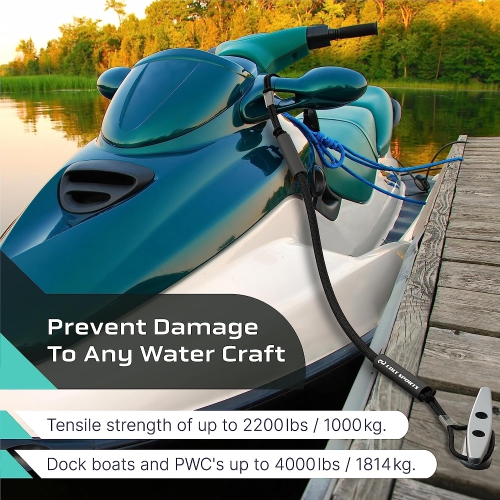 Colt Sports Bungee Dock Lines Mooring Rope for Boats - Black 5 Feet - Marine Rope, Elastic Boat, Jet Ski, and Dock Line with Secure Stainless Steel