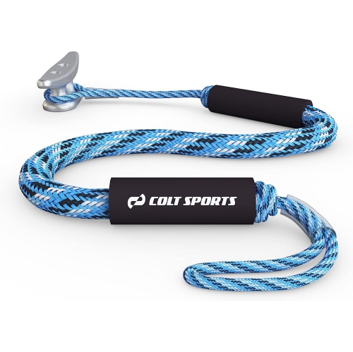 Colt Sports Bungee Dock Lines Mooring Rope for Boats - Blue, White and Black 5 Feet - Marine Rope, Elastic Boat, Jet Ski, and Dock Line with Secure