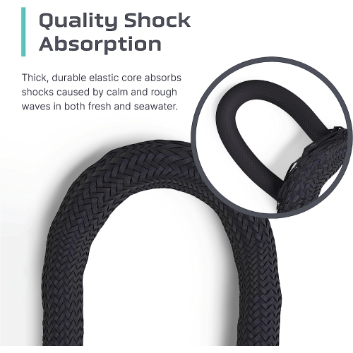 Colt Sports Bungee Dock Lines Mooring Rope for Boats - Blue, White and Black 5 Feet - Marine Rope, Elastic Boat, Jet Ski, and Dock Line with Secure