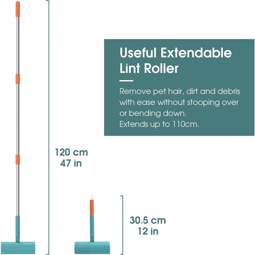 Useful Co Extendable Lint Roller - 16cm to 110cm, 1 Lint Roller + 4 Refills for Clothes and Pet Hair Removal, Washable and Reusable with Super Sticky