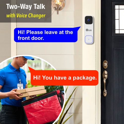 Sonnette caméra 2K Wi-Fi 64&nbsp;Go sans fil à piles et carillon, détection personne à IA maison intelligente, ensemble, sonnette vidéo à installer