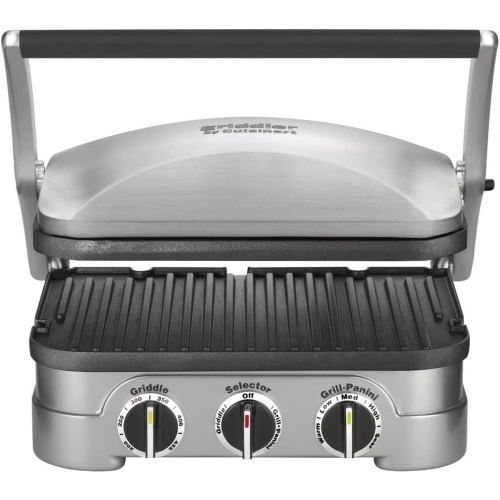 Cuisinart - 5-in-1 Griddler Cooking Grill, Reversible Non-Stick Plates, Brushed Stainless Steel