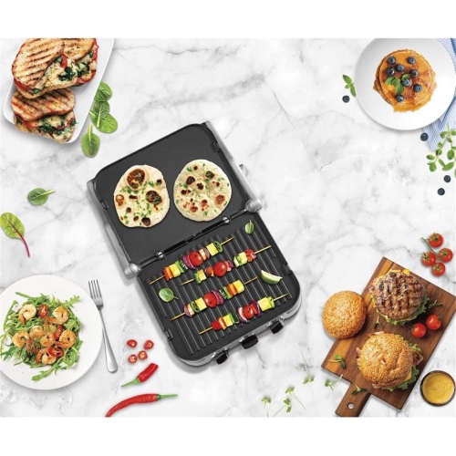 Cuisinart - 5-in-1 Griddler Cooking Grill, Reversible Non-Stick Plates, Brushed Stainless Steel