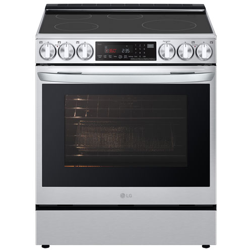 Cuisinière à induction encastrable à 5 éléments avec convection véritable et friture à l'air 6,3 pi³ 30 po de LG - Inox