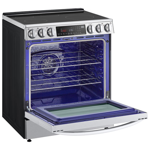 Cuisinière à induction encastrable à 5 éléments avec convection véritable et friture à l'air 6,3 pi³ 30 po de LG - Inox