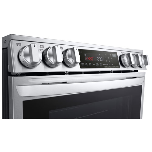 Cuisinière à induction encastrable à 5 éléments avec convection véritable et friture à l'air 6,3 pi³ 30 po de LG - Inox