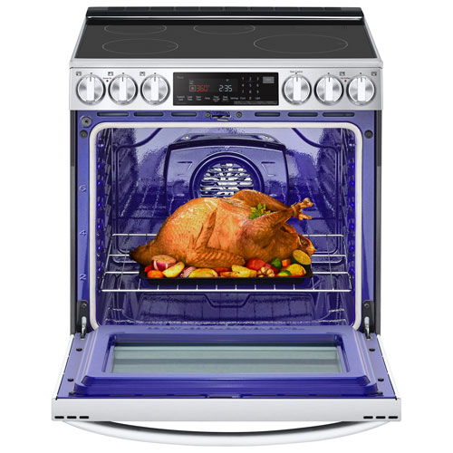 Cuisinière à induction encastrable à 5 éléments avec convection véritable et friture à l'air 6,3 pi³ 30 po de LG - Inox