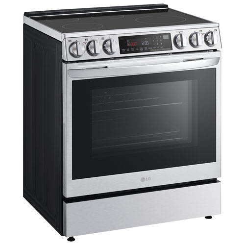 Cuisinière à induction encastrable à 5 éléments avec convection véritable et friture à l'air 6,3 pi³ 30 po de LG - Inox