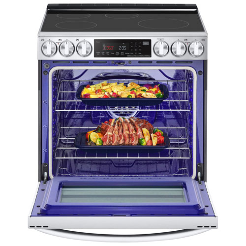 Cuisinière à induction encastrable à 5 éléments avec convection véritable et friture à l'air 6,3 pi³ 30 po de LG - Inox