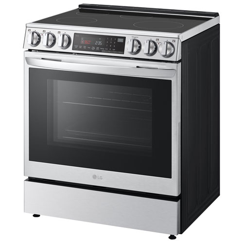 Cuisinière à induction encastrable à 5 éléments avec convection véritable et friture à l'air 6,3 pi³ 30 po de LG - Inox