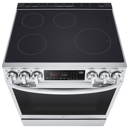 Cuisinière à induction encastrable à 5 éléments avec convection véritable et friture à l'air 6,3 pi³ 30 po de LG - Inox