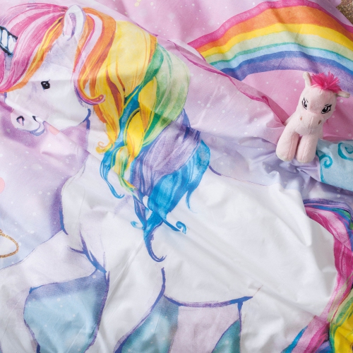 SUSSEXHOME Buble Gum Unicorn Duvet Cover Set Mint, Twin Size Duvet Cover, 1 Duvet Cover, 1 Fitted Sheet, 2 Pillowcases, Iron Safe, Hypoallergenic,
