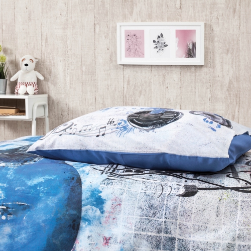 SUSSEXHOME Blue Guitar Duvet Cover Set, Twin Size Duvet Cover, 1 Duvet Cover, 1 Fitted Sheet and 2 Pillowcases, Iron Safe, Hypoallergenic, Breathable