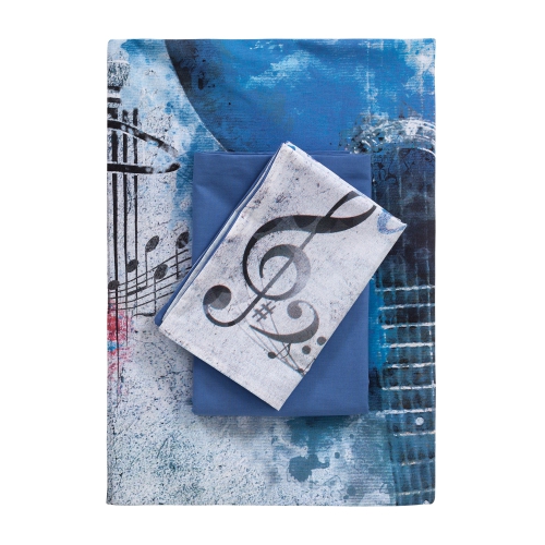 SUSSEXHOME Blue Guitar Duvet Cover Set, Twin Size Duvet Cover, 1 Duvet Cover, 1 Fitted Sheet and 2 Pillowcases, Iron Safe, Hypoallergenic, Breathable