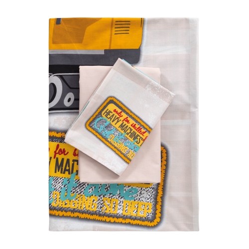 SUSSEXHOME Building White Duvet Cover Set Yellow, Twin Size Duvet Cover, 1 Duvet Cover, 1 Fitted Sheet and 2 Pillowcases, Iron Safe, Hypoallergenic,