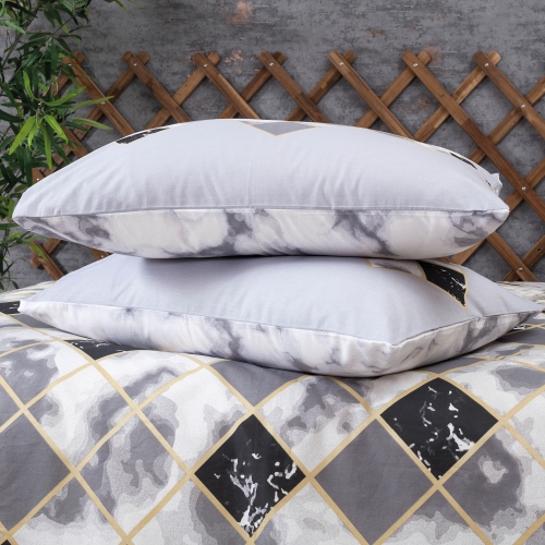 SUSSEXHOME Black Cubes Duvet Cover Set Beige, Queen Size Duvet Cover, 1 Duvet Cover, 1 Fitted Sheet and 2 Pillowcases, Iron Safe, Hypoallergenic,