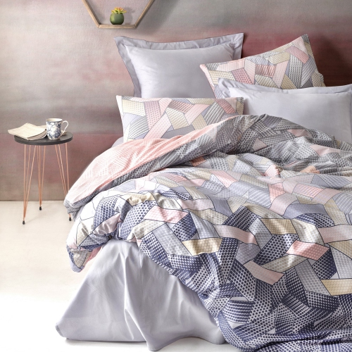 Image 1 de 7.. SUSSEXHOME Blush in Gray Duvet Cover Set Gray, Queen Size Duvet Cover, 1 Duvet Cover, 1 Fitted Sheet and 2 Pillowcases, Iron Safe, Hypoallergenic,