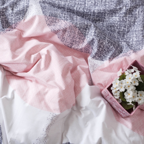 SUSSEXHOME Peach Circles Duvet Cover Set Pink, Full Size Duvet Cover, 1 Duvet Cover, 1 Fitted Sheet and 2 Pillowcases - Iron Safe, Hypoallergenic,