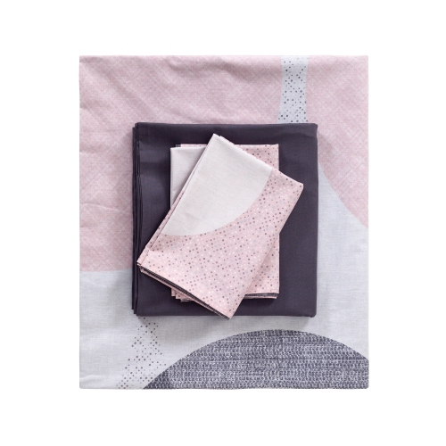 SUSSEXHOME Peach Circles Duvet Cover Set Pink, Full Size Duvet Cover, 1 Duvet Cover, 1 Fitted Sheet and 2 Pillowcases - Iron Safe, Hypoallergenic,