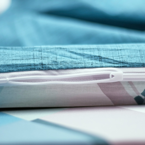 SUSSEXHOME Light Gray Cubes Duvet Cover Set Teal, Queen Size Duvet Cover, 1 Duvet Cover, 1 Fitted Sheet and 2 Pillowcases, Iron Safe, Hypoallergenic,