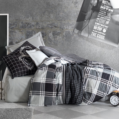 SUSSEXHOME Black Imaginations Duvet Cover Set Anthracite, Full Size Duvet Cover, 1 Duvet Cover, 1 Fitted Sheet and 2 Pillowcases, Iron Safe, Hypoalle