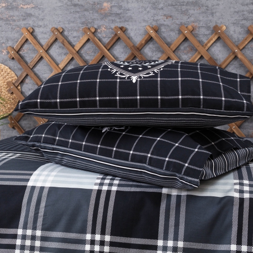 SUSSEXHOME Black Imaginations Duvet Cover Set Anthracite, Full Size Duvet Cover, 1 Duvet Cover, 1 Fitted Sheet and 2 Pillowcases, Iron Safe,