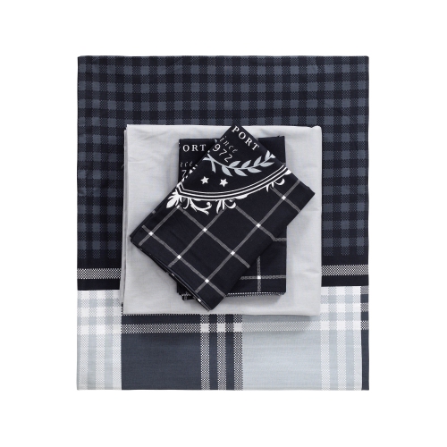 SUSSEXHOME Black Imaginations Duvet Cover Set Anthracite, Full Size Duvet Cover, 1 Duvet Cover, 1 Fitted Sheet and 2 Pillowcases, Iron Safe,