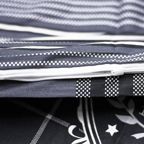 SUSSEXHOME Black Imaginations Duvet Cover Set Anthracite, Full Size Duvet Cover, 1 Duvet Cover, 1 Fitted Sheet and 2 Pillowcases, Iron Safe,