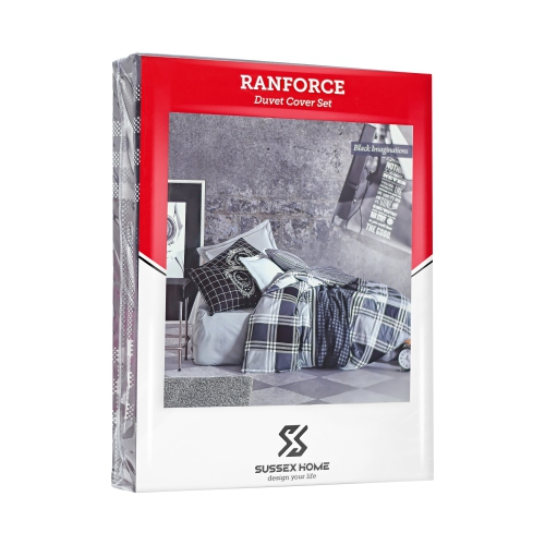 SUSSEXHOME Black Imaginations Duvet Cover Set Anthracite, Full Size Duvet Cover, 1 Duvet Cover, 1 Fitted Sheet and 2 Pillowcases, Iron Safe,