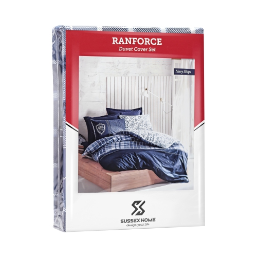 SUSSEXHOME Navy Ships Duvet Cover Set Dark Blue, Full Size Duvet Cover, 1 Duvet Cover, 1 Fitted Sheet and 2 Pillowcases, Iron Safe, Hypoallergenic,